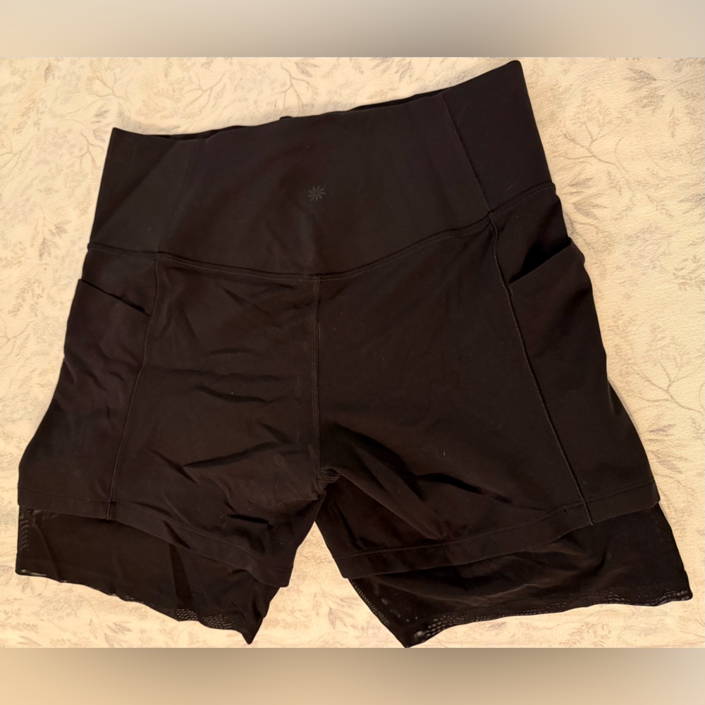 Athleta Black Mesh Me Up Shorts - Picture 2 of 4